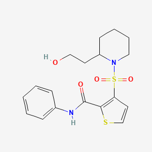 molecular formula C18H22N2O4S2 B6964925 3-[2-(2-hydroxyethyl)piperidin-1-yl]sulfonyl-N-phenylthiophene-2-carboxamide 