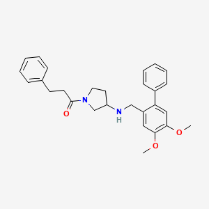 1-[3-[(4,5-Dimethoxy-2-phenylphenyl)methylamino]pyrrolidin-1-yl]-3-phenylpropan-1-one