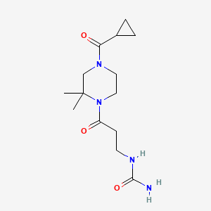 molecular formula C14H24N4O3 B6965048 [3-[4-(Cyclopropanecarbonyl)-2,2-dimethylpiperazin-1-yl]-3-oxopropyl]urea 