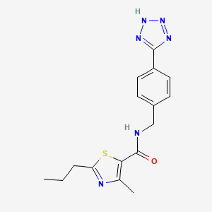 molecular formula C16H18N6OS B6965075 4-methyl-2-propyl-N-[[4-(2H-tetrazol-5-yl)phenyl]methyl]-1,3-thiazole-5-carboxamide 