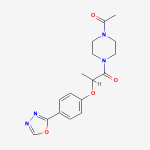 molecular formula C17H20N4O4 B6965087 1-(4-Acetylpiperazin-1-yl)-2-[4-(1,3,4-oxadiazol-2-yl)phenoxy]propan-1-one 