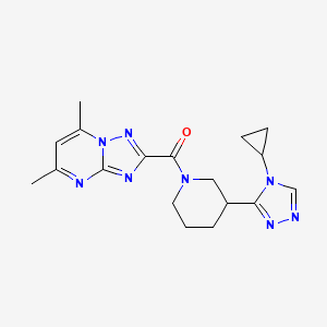 [3-(4-Cyclopropyl-1,2,4-triazol-3-yl)piperidin-1-yl]-(5,7-dimethyl-[1,2,4]triazolo[1,5-a]pyrimidin-2-yl)methanone