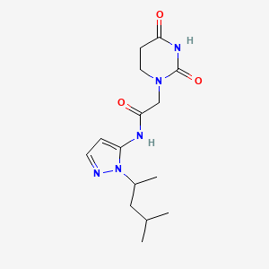 molecular formula C15H23N5O3 B6965212 2-(2,4-dioxo-1,3-diazinan-1-yl)-N-[2-(4-methylpentan-2-yl)pyrazol-3-yl]acetamide 