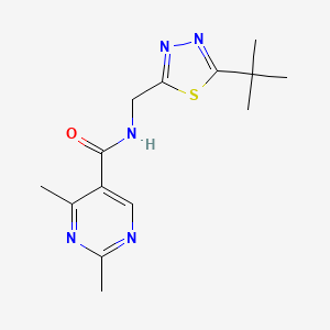 molecular formula C14H19N5OS B6965241 N-[(5-tert-butyl-1,3,4-thiadiazol-2-yl)methyl]-2,4-dimethylpyrimidine-5-carboxamide 