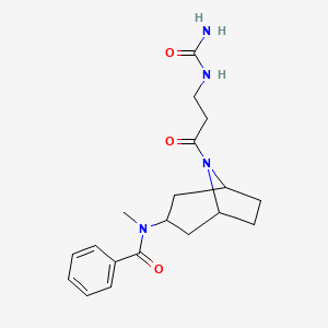 molecular formula C19H26N4O3 B6965258 N-[8-[3-(carbamoylamino)propanoyl]-8-azabicyclo[3.2.1]octan-3-yl]-N-methylbenzamide 