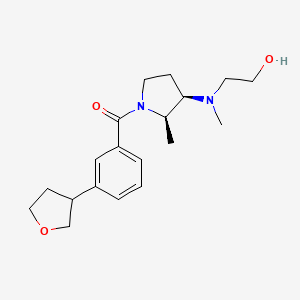 molecular formula C19H28N2O3 B6965264 [(2R,3R)-3-[2-hydroxyethyl(methyl)amino]-2-methylpyrrolidin-1-yl]-[3-(oxolan-3-yl)phenyl]methanone 