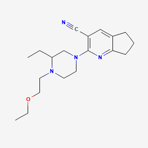 molecular formula C19H28N4O B6965265 2-[4-(2-ethoxyethyl)-3-ethylpiperazin-1-yl]-6,7-dihydro-5H-cyclopenta[b]pyridine-3-carbonitrile 