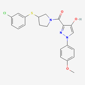 [3-(3-Chlorophenyl)sulfanylpyrrolidin-1-yl]-[4-hydroxy-1-(4-methoxyphenyl)pyrazol-3-yl]methanone