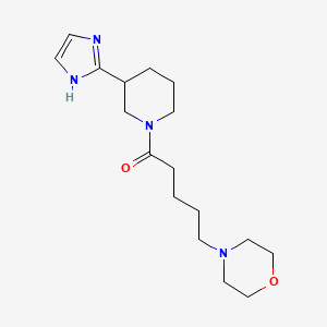 molecular formula C17H28N4O2 B6965276 1-[3-(1H-imidazol-2-yl)piperidin-1-yl]-5-morpholin-4-ylpentan-1-one 