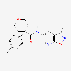 molecular formula C20H21N3O3 B6965301 N-(3-methyl-[1,2]oxazolo[5,4-b]pyridin-5-yl)-4-(4-methylphenyl)oxane-4-carboxamide 