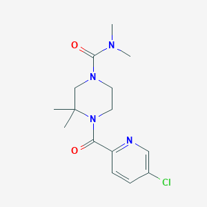 molecular formula C15H21ClN4O2 B6965307 4-(5-chloropyridine-2-carbonyl)-N,N,3,3-tetramethylpiperazine-1-carboxamide 