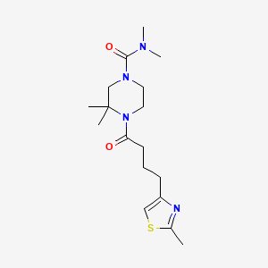 molecular formula C17H28N4O2S B6965328 N,N,3,3-tetramethyl-4-[4-(2-methyl-1,3-thiazol-4-yl)butanoyl]piperazine-1-carboxamide 