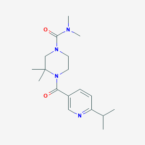 molecular formula C18H28N4O2 B6965330 N,N,3,3-tetramethyl-4-(6-propan-2-ylpyridine-3-carbonyl)piperazine-1-carboxamide 