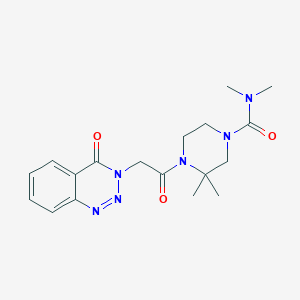 molecular formula C18H24N6O3 B6965342 N,N,3,3-tetramethyl-4-[2-(4-oxo-1,2,3-benzotriazin-3-yl)acetyl]piperazine-1-carboxamide 