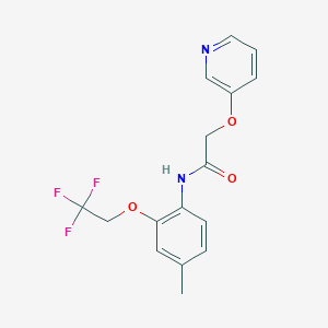 molecular formula C16H15F3N2O3 B6965354 N-[4-methyl-2-(2,2,2-trifluoroethoxy)phenyl]-2-pyridin-3-yloxyacetamide 