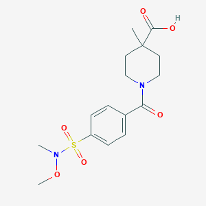 molecular formula C16H22N2O6S B6965393 1-[4-[Methoxy(methyl)sulfamoyl]benzoyl]-4-methylpiperidine-4-carboxylic acid 