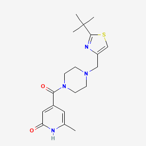 molecular formula C19H26N4O2S B6965399 4-[4-[(2-tert-butyl-1,3-thiazol-4-yl)methyl]piperazine-1-carbonyl]-6-methyl-1H-pyridin-2-one 