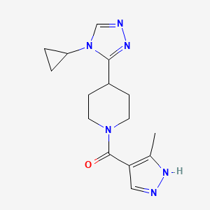 molecular formula C15H20N6O B6965439 [4-(4-cyclopropyl-1,2,4-triazol-3-yl)piperidin-1-yl]-(5-methyl-1H-pyrazol-4-yl)methanone 