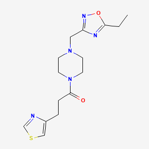 1-[4-[(5-Ethyl-1,2,4-oxadiazol-3-yl)methyl]piperazin-1-yl]-3-(1,3-thiazol-4-yl)propan-1-one