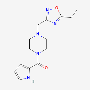 molecular formula C14H19N5O2 B6965474 [4-[(5-ethyl-1,2,4-oxadiazol-3-yl)methyl]piperazin-1-yl]-(1H-pyrrol-2-yl)methanone 