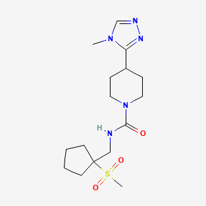 molecular formula C16H27N5O3S B6965492 N-[(1-methylsulfonylcyclopentyl)methyl]-4-(4-methyl-1,2,4-triazol-3-yl)piperidine-1-carboxamide 