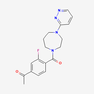 1-[3-Fluoro-4-(4-pyridazin-3-yl-1,4-diazepane-1-carbonyl)phenyl]ethanone