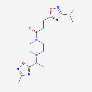 1-[4-[1-(3-Methyl-1,2,4-oxadiazol-5-yl)ethyl]piperazin-1-yl]-3-(3-propan-2-yl-1,2,4-oxadiazol-5-yl)propan-1-one