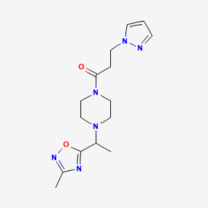 1-[4-[1-(3-Methyl-1,2,4-oxadiazol-5-yl)ethyl]piperazin-1-yl]-3-pyrazol-1-ylpropan-1-one