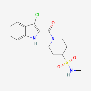 molecular formula C15H18ClN3O3S B6965564 1-(3-chloro-1H-indole-2-carbonyl)-N-methylpiperidine-4-sulfonamide 