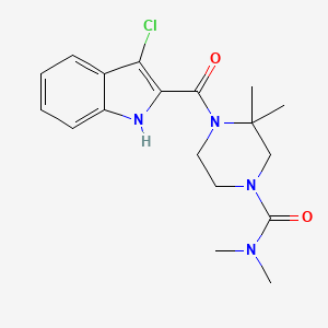 4-(3-chloro-1H-indole-2-carbonyl)-N,N,3,3-tetramethylpiperazine-1-carboxamide