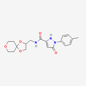 molecular formula C19H23N3O5 B6965619 2-(4-methylphenyl)-3-oxo-N-(1,4,8-trioxaspiro[4.5]decan-3-ylmethyl)-1H-pyrazole-5-carboxamide 