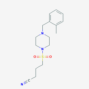 molecular formula C16H23N3O2S B6965652 4-[4-[(2-Methylphenyl)methyl]piperazin-1-yl]sulfonylbutanenitrile 