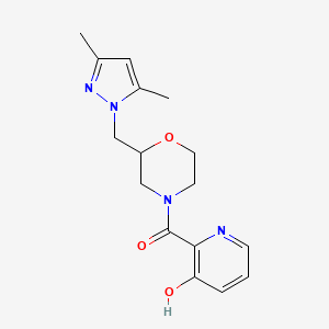 molecular formula C16H20N4O3 B6965702 [2-[(3,5-Dimethylpyrazol-1-yl)methyl]morpholin-4-yl]-(3-hydroxypyridin-2-yl)methanone 