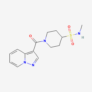 molecular formula C14H18N4O3S B6965716 N-methyl-1-(pyrazolo[1,5-a]pyridine-3-carbonyl)piperidine-4-sulfonamide 