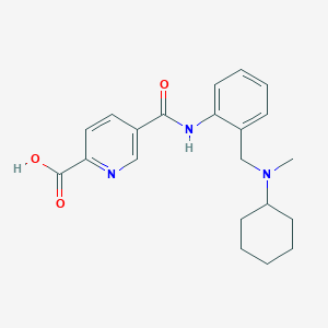 molecular formula C21H25N3O3 B6965750 5-[[2-[[Cyclohexyl(methyl)amino]methyl]phenyl]carbamoyl]pyridine-2-carboxylic acid 