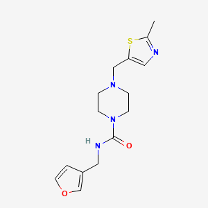 molecular formula C15H20N4O2S B6965812 N-(furan-3-ylmethyl)-4-[(2-methyl-1,3-thiazol-5-yl)methyl]piperazine-1-carboxamide 