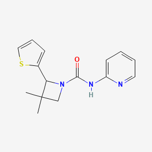 molecular formula C15H17N3OS B6965829 3,3-dimethyl-N-pyridin-2-yl-2-thiophen-2-ylazetidine-1-carboxamide 