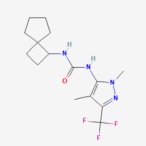 molecular formula C15H21F3N4O B6965845 1-[2,4-Dimethyl-5-(trifluoromethyl)pyrazol-3-yl]-3-spiro[3.4]octan-3-ylurea 