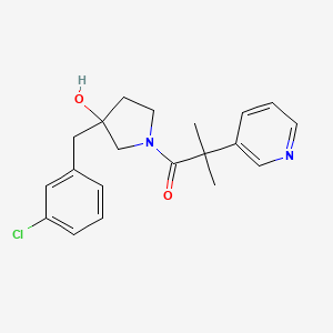 molecular formula C20H23ClN2O2 B6965861 1-[3-[(3-Chlorophenyl)methyl]-3-hydroxypyrrolidin-1-yl]-2-methyl-2-pyridin-3-ylpropan-1-one 