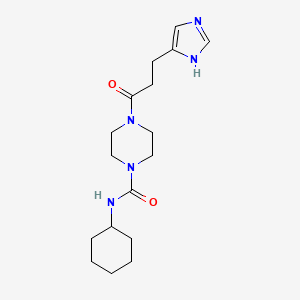 molecular formula C17H27N5O2 B6965877 N-cyclohexyl-4-[3-(1H-imidazol-5-yl)propanoyl]piperazine-1-carboxamide 