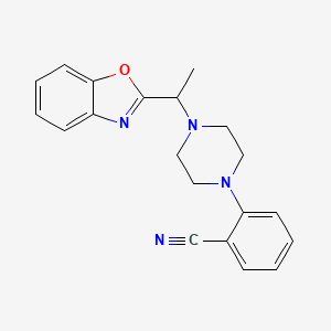 molecular formula C20H20N4O B6965883 2-[4-[1-(1,3-Benzoxazol-2-yl)ethyl]piperazin-1-yl]benzonitrile 