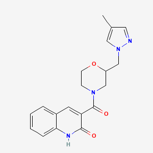 3-[2-[(4-methylpyrazol-1-yl)methyl]morpholine-4-carbonyl]-1H-quinolin-2-one