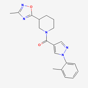 molecular formula C19H21N5O2 B6965932 [3-(3-Methyl-1,2,4-oxadiazol-5-yl)piperidin-1-yl]-[1-(2-methylphenyl)pyrazol-4-yl]methanone 