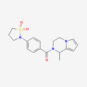 molecular formula C18H21N3O3S B6965961 [4-(1,1-dioxo-1,2-thiazolidin-2-yl)phenyl]-(1-methyl-3,4-dihydro-1H-pyrrolo[1,2-a]pyrazin-2-yl)methanone 