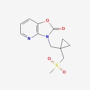 molecular formula C12H14N2O4S B6965968 3-[[1-(Methylsulfonylmethyl)cyclopropyl]methyl]-[1,3]oxazolo[4,5-b]pyridin-2-one 