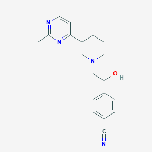 molecular formula C19H22N4O B6966037 4-[1-Hydroxy-2-[3-(2-methylpyrimidin-4-yl)piperidin-1-yl]ethyl]benzonitrile 