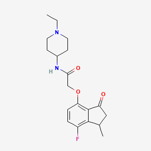 molecular formula C19H25FN2O3 B6966055 N-(1-ethylpiperidin-4-yl)-2-[(7-fluoro-1-methyl-3-oxo-1,2-dihydroinden-4-yl)oxy]acetamide 