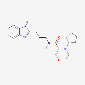 molecular formula C21H30N4O2 B6966086 N-[3-(1H-benzimidazol-2-yl)propyl]-4-cyclopentyl-N-methylmorpholine-3-carboxamide 