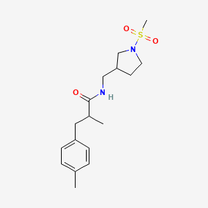 2-methyl-3-(4-methylphenyl)-N-[(1-methylsulfonylpyrrolidin-3-yl)methyl]propanamide