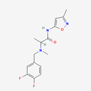 molecular formula C15H17F2N3O2 B6966108 2-[(3,4-difluorophenyl)methyl-methylamino]-N-(3-methyl-1,2-oxazol-5-yl)propanamide 